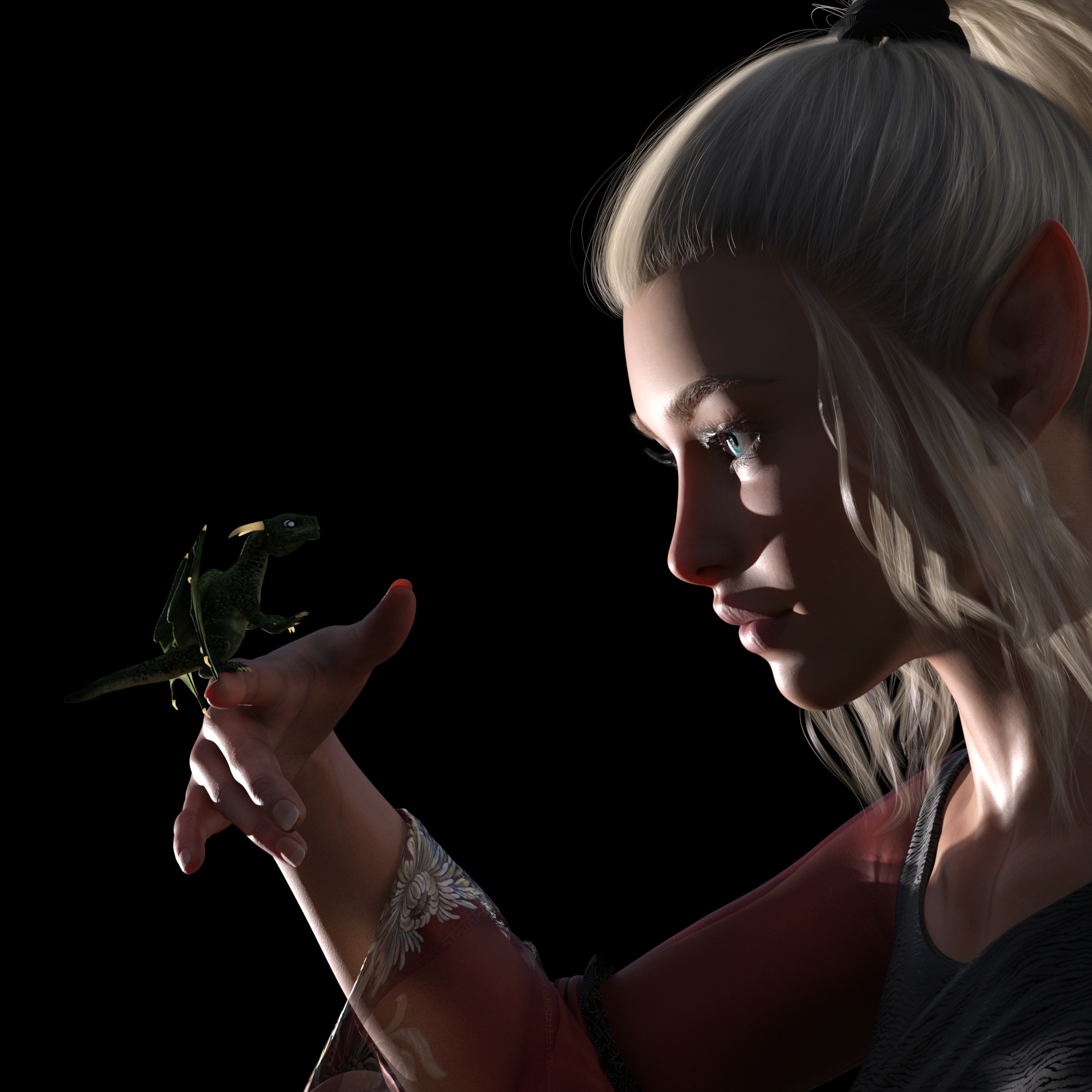 Aennir and Dragonet - DAZ 3D studio Render